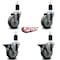 Service Caster 4'' Gray Poly Wheel Swivel 1-1/2'' Expanding Stem Caster Set 2 Brakes, 4PK SCC-EX20S414-PPUB-2-PLB-2-112 - alternate 4